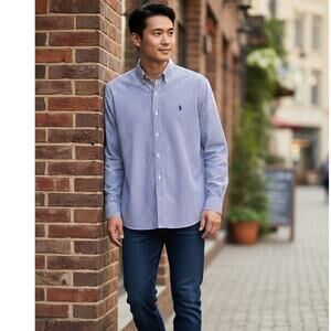 Johnnie-0 Purple Stripe Button Down Long Sleeve  Shirt XL